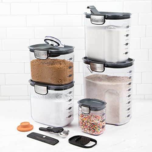 + 9-Piece Airtight Food Storage Container Set – Clear Plastic Flour and Sugar Canister Set with Magnetic Accessories for Kitchen