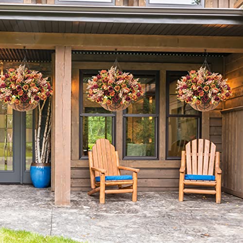 Homsunny Artificial Hanging Flowers for Fall Decoration,Fake Silk Rose Floral Arrangement,Faux Outdoor Indoor Plant with