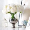 20 Heads Artificial Peony Silk Flower Leaf Home Office Wedding Party Festival Bar Decor (Cream White)