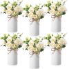 6 Sets Wedding Centerpiece for Table Decoration Artificial Fake Rose Flowers with Metal Vase, Faux Silk Rose Bouquet Floral