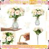 37 Pack Fake Flowers with Vase 24 Bundles Artificial Hydrangea Bouquets 12 Clear Vase for Home Office Farmhouse Centerpiece