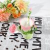 Flower Tea Cup and Saucer Set, 6 Oz Ceramic Rose Flower Coffee Cup with Spoon, Hand-Painted Cute Mug Gift for Women Birthday