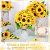 6 Sets Fake Sunflower Centerpiece Table Decorations with 6 Pcs 6 Inch Large Vase and 12 Pcs Sunflower Bouquets Artificial