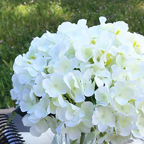 Artificial Hydrangea Silk Flowers Arrangements in Cube Glass Vase for Home Wedding