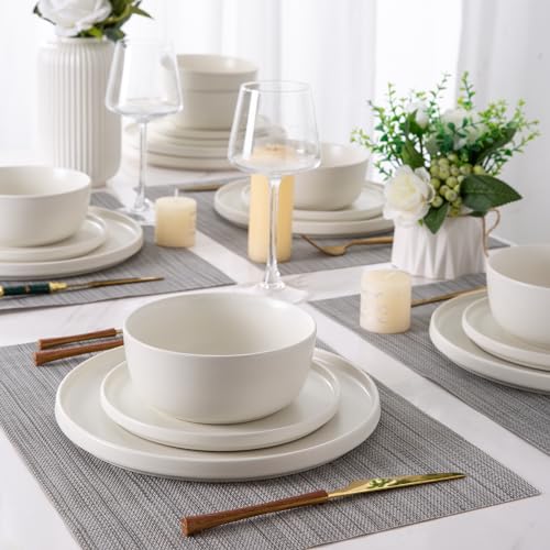 Stoneware Dinnerware Sets for 6,Reactive Ceramic Plates and Bowls Set,Highly Chip and Crack Resistant | Dishwasher & Microwave