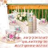 60 Sets Tea Party Decorations Floral Paper Tea Cups with Handle and Plates Disposable Blossom Teacups and Saucers Sets with Tape