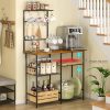 Baker's Rack for Kitchen with Storage, Microwave Stand with Adjustable Shelves and 10 S Hooks, 6-Tier Coffee Bar Station,