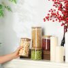 12 Pcs 24 Pcs Square Pantry Glass Storage Jars with Bamboo Lids 4 Sizes Food Storage Containers Clear Stackable Canisters