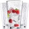 Set of 10 Hammered Glass Cups, 16oz. Dishwasher Safe Cocktail Drinking Glasses - Clear Heavy Base Stemmed Water Glasses, Tall