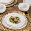 Dinnerware Set, 18 Piece Ceramic Plates and Bowls, Stoneware Plates Handpainted, Dishwasher & Microwave Safe (Speckled White,
