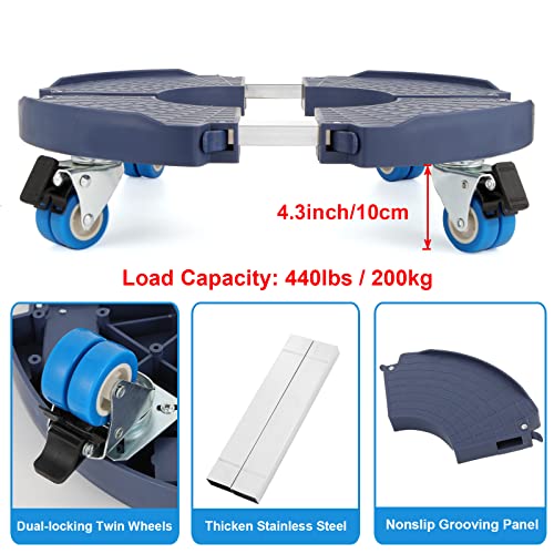 Plant Caddy with Wheels Heavy Duty 440lbs Capacity, Adjustable 15-21 Inch Rolling Plant Stand Indoor Outdoor, Large Plant Cart
