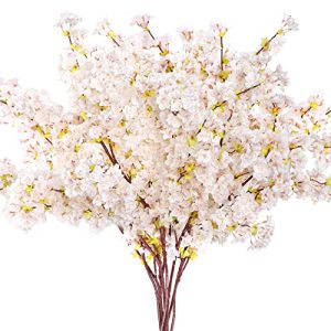 Set of 8 Silk Cherry Blossom Branches Cherry Blossom Tree Stems Long Stem Artificial Flowers for Tall Vase Flowers for Home
