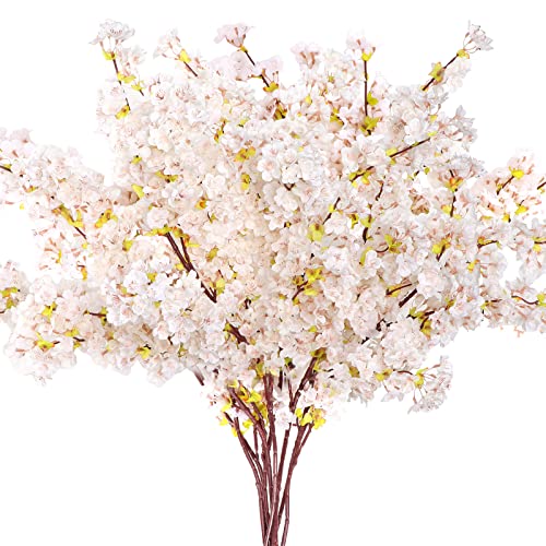 Set of 8 Silk Cherry Blossom Branches Cherry Blossom Tree Stems Long Stem Artificial Flowers for Tall Vase Flowers for Home
