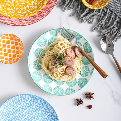 Ceramic Dinnerware Sets for 6, 24 Piece Plates and Bowls Sets, Highly Chip and Crack Resistant Dishes Set-Dishwasher & Microwave