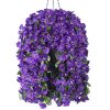 Artificial Faux Hanging Flowers Plants Basket for Spring Summer Outdoor Porch Decor, Fake Silk Purple Morning Glory Long Vine in