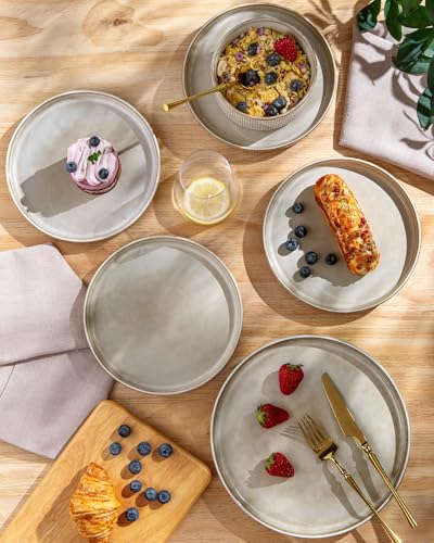 Stoneware Dinnerware Sets for 4,Round Reactive Glaze Ceramic Plates and Bowls Set,Highly Chip and Crack Resistant | Dishwasher &