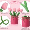 12 Pack Artificial Tulips Bulk with Metal Pots PU Faux Multicolor Tulip Flower in Vase Fake Floral Arrangement Bouquet for