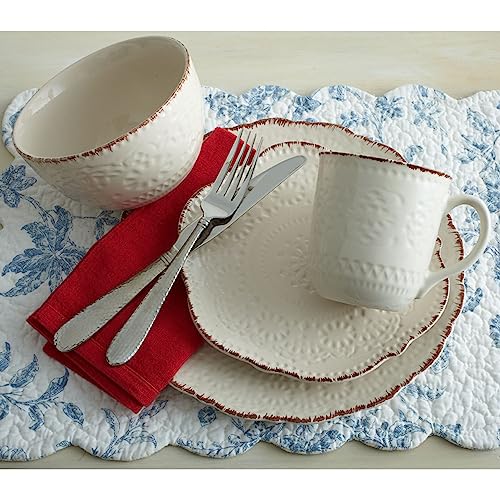 Chateau Cream 16-Piece Stoneware Dinnerware Set, Service for 4, Off White