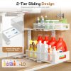 2-Pack Under Sink Storage Organizer, Large 2-Tier Elegant Mesh Pull Out Shelf for Kitchen and Bathroom Cabinet Organization,