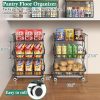 3-Tier Rolling Pantry Floor Organizer and Storage Cart with Wheels, Stackable Wire Pantry Baskets for Pantry Shelves, Kitchen