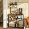 Baker's Rack for Kitchen with Storage, Microwave Stand with Adjustable Shelves and 10 S Hooks, 6-Tier Coffee Bar Station,