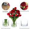 Red Silk Rose Fake Flowers with Vase, Mixed Real Touch Tulip Artificial Flowers in Glass Vase for Dining Table, Faux Flower
