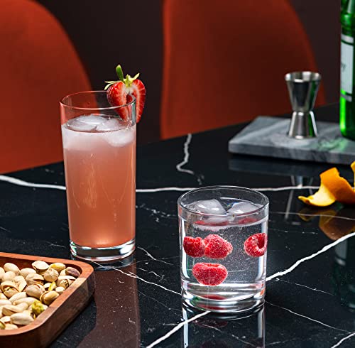 Everyday Drinking Glasses Set of 8 Drinkware Hurricane Glasses, Kitchen Glasses for Cocktail, Iced Coffee, Beer, Ice Tea, Wine,