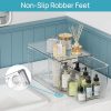 4 Pack Clear Stackable Storage Drawers,Easy to Assemble Bathroom Organizers and Storage with handles,Plastic Drawers for Kitchen