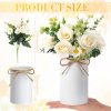 6 Sets Wedding Centerpiece for Table Decoration Artificial Fake Rose Flowers with Metal Vase, Faux Silk Rose Bouquet Floral