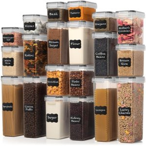 40 PCS Airtight Food Storage Containers with Lids - BPA Free Durable Plastic Leakproof Flour Sugar Cereal Containers Storage for