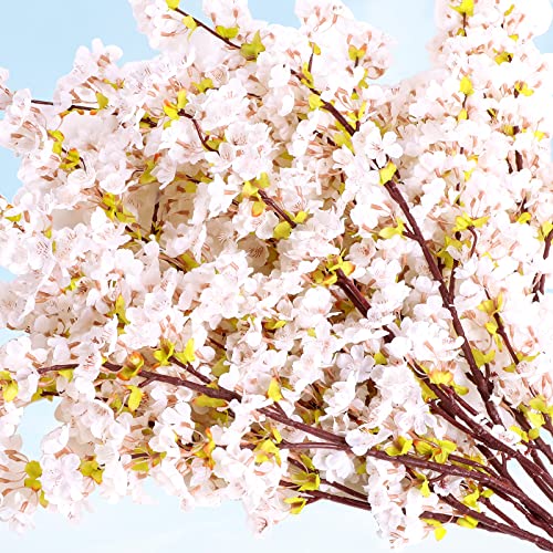 Set of 8 Silk Cherry Blossom Branches Cherry Blossom Tree Stems Long Stem Artificial Flowers for Tall Vase Flowers for Home