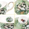 Floral Tea Cups Saucers Set of 2, Van Gogh Paintings Bone China 7 oz British Teacups Porcelain Tea Cups Coffee for Rose Teacups