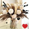 100pcs Artificial Flowers Arrangement With Vase Included, Dining Table Centerpiece Decorations, Fake Flowers in Vase, Dried