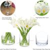 20 Pieces Artificial Real Touch Lilies Flower Arrangement in Glass Vase with Faux Water for Home Decoration (White)