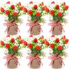 6 Pack Small Strawberry Tables Centerpieces Decoration, Summer Fake Artificial Potted Plastic Flower Plants Rustic Faux Plant in