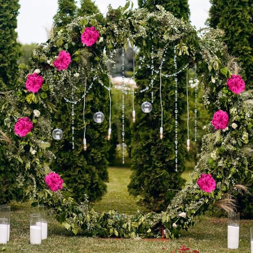 60 PCS Hot Pink Hydrangea Artificial Flowers Bulk (Not Squished) Realistic Fake Flowers Hydrangea Silk Flowers with Stems for